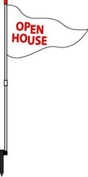 PVC Flagpole with Flag, OPEN HOUSE/WELCOME/FOR SALE/R LOGO/AUCTION, BLANK