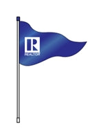 PVC Flagpole with Flag, OPEN HOUSE/WELCOME/FOR SALE/R LOGO/AUCTION, BLANK