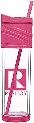 Double Wall Acrylic Tumbler with Straw, 16 ounces
